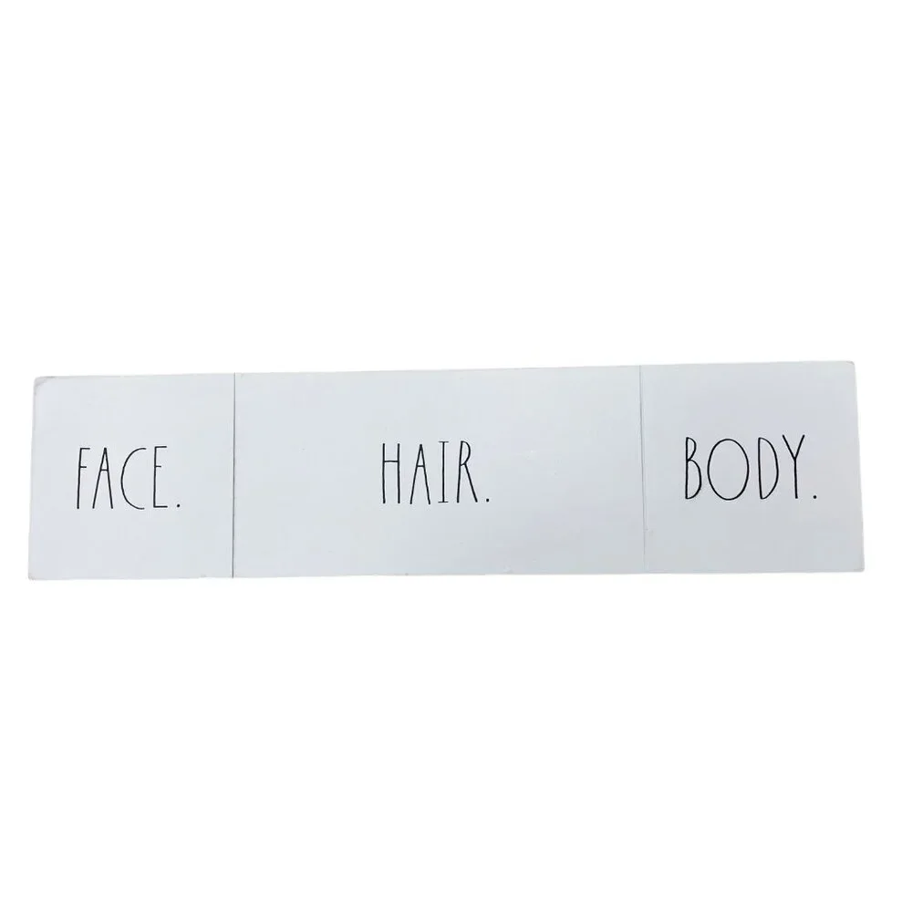 Rae Dunn White Wooden Organizer With‎ FACE. HAIR. BODY. Compartments Perfect For
